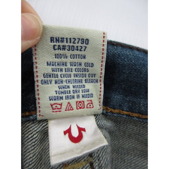 True Religion Jeans 31 Joey Big T Flare Denim Embroidered Y2K 31X33 - Picture 11 of 13